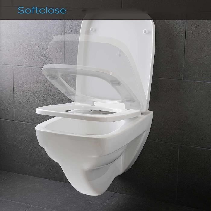 Carrée Abattant WC, Lunette WC Fermeture en Douceur, Fixation Rapide,  Lunette De Toilette Clipsable, Amortie, Duroplast - [597] - Cdiscount  Bricolage