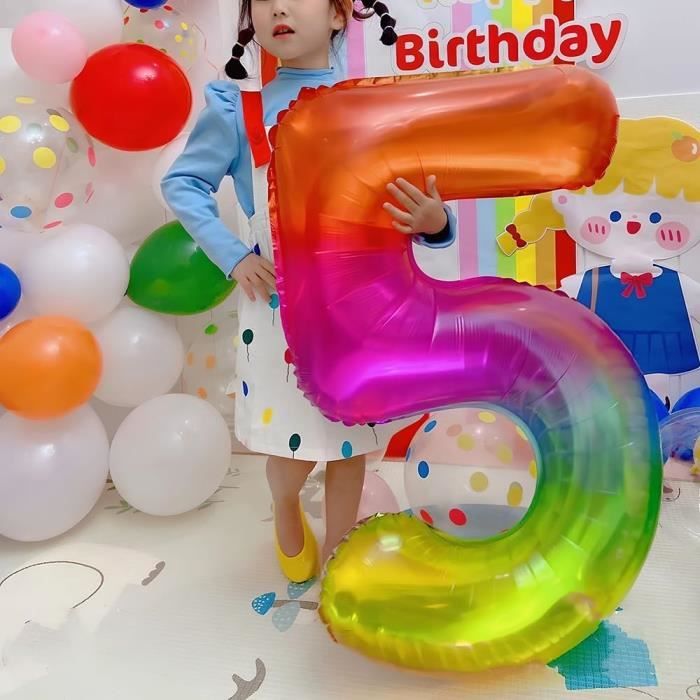 Ballon géant arc en ciel à hélium numérique 0 9, 1 pièce, 40 pouces, pour  enfants, décoration de fête d'anniversaire, réception cadeau pour bébé