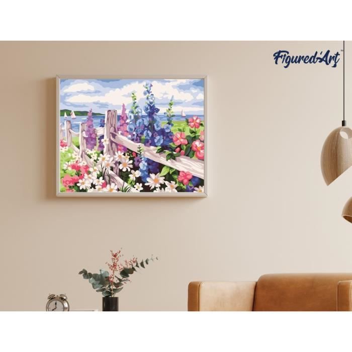 Figured'Art Peinture par Numéro Adulte avec Cadre Femme à la Rose - Activité Manuelle Kit de Loisir Créatif DIY Numéro d'Art Complet - 40x50cm toile tendue sur châssis