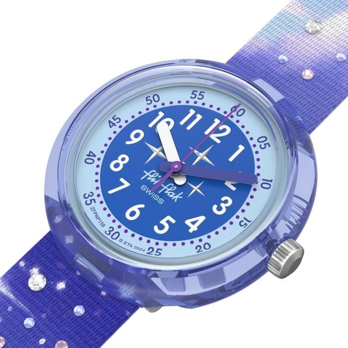 Flik Flak Montre Enfant Garçon Dino Bleu-Rouge - Quartz Analogique-Numérique, Bracelet Tissu Dino Fun Et Résistant