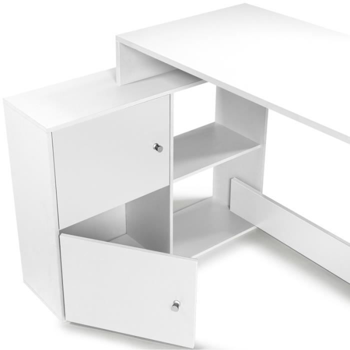 Bureau d'angle en bois blanc - IDMARKET - BOB - Contemporain - Design -  Blanc - Aspect bois - Cdiscount Maison