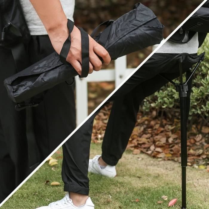 Tabouret Télescopique Pliant MUL-BOUTIQUE - Hauteur Réglable 9-52 Cm - Charge Max 200 Kg - Noir - Pour Camping, Pêche, BBQ