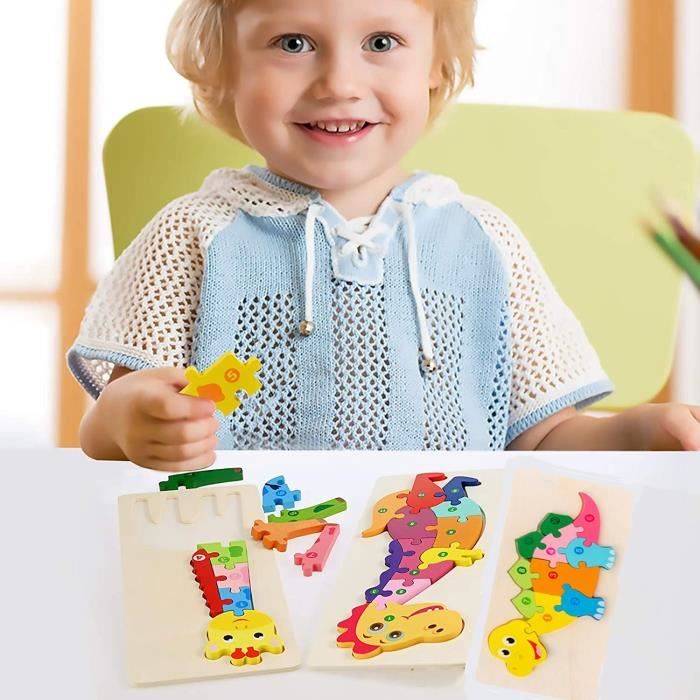 Jouet Enfant 3D Puzzles en Bois 2 3 4 5 Ans Montessori Educatif