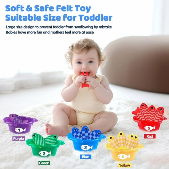 Jeu De Pêche Montessori 22 Pièces - Pour Enfants 1-3 Ans - Apprentissage Couleurs Et Motricité