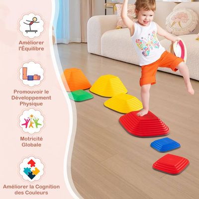 DREAMADE Pierres d'Équilibre pour Enfants, Parcours de Motricité, Pierres d'Équilibre Empilables Antidérapantes, Jouets Sensoriels Interieur Exterieur pour 3+ Ans (5,Œufs