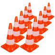 6 Cônes De Signalisation ECD Germany - 47cm PVC Orange/Blanc, Réfléchissants, Pour Parking Ou Sport