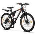 Licorne Bike Vélo VTT haut de gamme. (2 freins à disque) [26.00, 	Noir/Orange (2xFrein à disque)]-0