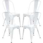 BenyLed Lot de 4 Chaises de Salle à Manger en Métal Style Industriel, Convient pour Une Utilisation Intérieure et Extérieure, Blanc