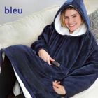 YSINOBEAR Femmes Hommes Huggle Hoodie Couverture 120 cm Manches Longues En Peluche Lazy TV Pull En Plein Air Robe Chaude Bleu