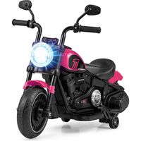 Moto Électrique Enfant DREAMADE avec Roues d'Entraînement, Phares LED, Pneus Filetés, Démarrage Lent, pour 18Mois+, Rose