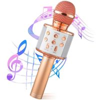 Microphone Sans Fil Karaoké ANOAK - Rose - Micro Karaoké Multifonctionnel - Batterie - Idée Cadeau