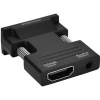 Xuyan Adaptateur VGA vers HDMI Convertisseur 1080P Portable VGA mâle vers HDMI femelle avec adaptateur audio Jack Splitter HDTV
