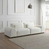 Canapé droit 3 places en tissu blanc écru - BURHANO - Design contemporain et confortable