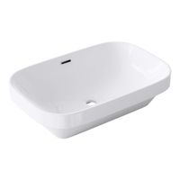 Vasque de salle de bains - Mai & Mai - Lave main évier rectangulaire en céramique blanc - Avec trop-plein