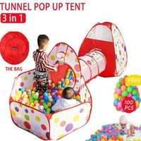 Tente de Jeu pour Enfants Bébé Piscine à boules avec Tunnel 3 pièce Tente des enfants Maison de Jouet