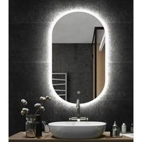 GIANTEX Miroir Mural de Salle de Bain LED Antibuée 80x50 CM,3 Couleurs+Luminosités Réglables,Miroir de Maquillage Lumineux Tactile