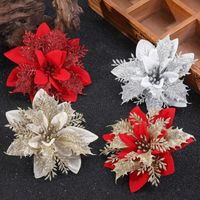 24 Pièces Glitter Fleurs de Noël d’Ornement d'Arbre de Noël, ITOOBE Artificielle Fleurs de Noël de Mariage pour Décorations de Noël
