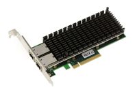 Carte contrôleur réseau PCIe 3.0 x8 Lan Ethernet 10G 2 ports RJ45. Avec Chipset Intel X540. Equerres High et Low profile.