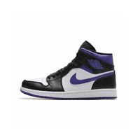 Air jordan 1 Mid Vintage Basketball Shoe Black White Purple