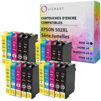 Ouismart® 20 Cartouches Epson 502xl 502 xl compatibles Epson Expression Home XP-5100 XP-5105 XP-5115 Workforce WF-2860DWF Jumelles