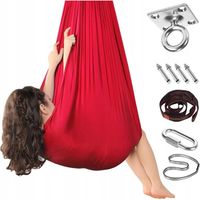 Hamac pour enfants Balançoire sensorielle Yoga aérien Balançoires flexible Tissu monocouche 150x280cm Rouge