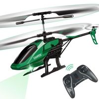 VATOS Hélicoptère télécommandé RC Enfants: Avion Gyroscope Vert & LED Light 3.5 Channel Micro Jouet d'intérieur pour Garçons