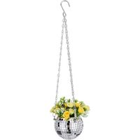 Jardinière suspendue boule à facettes pour plantes d'intérieur,YSTP pot de fleurs disco suspendu avec crochet de plafond