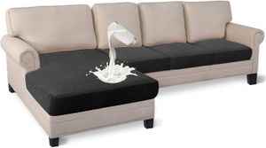 HOUSSE DE CANAPE Lot de 4 housses de protection imperméables de qualité supérieure pour canapé en forme de L (3 places + chaise, noir).[Y6531]