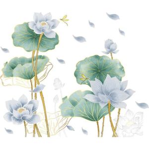 FLORAL PEACOCK - Stickers muraux - Fleurs (bleu et ocre)