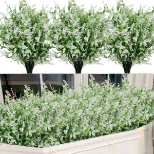FLEUR ARTIFICIELLE Plante Artificielle - 12 Bundles Buissons D'Arbustes - Fleurs Blanche Fausse Lavande - Décoration Maison