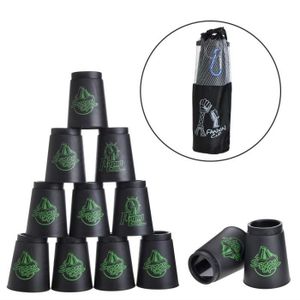 Dewel Quick Stack Stacking Cups Lots DE 12 en ABS avec Tige Mobile Sac Net Jouets Educatifs pour Adultes Bureau Enfant Loisir Communaut/é Amusement Comp/étitions Vert