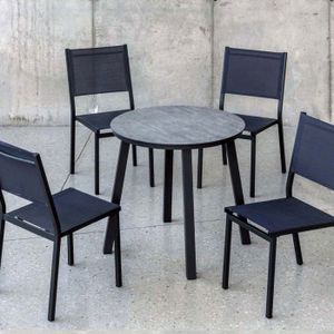 Ensemble table et chaise de jardin Salon de jardin en aluminium et textilène California Anthracite