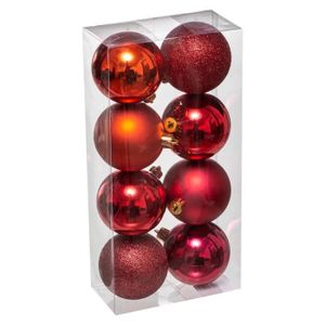 4er Décorations de Noël Set 10 cm Boules Rouge Vert Or étoile Lauscha peintes à la main 