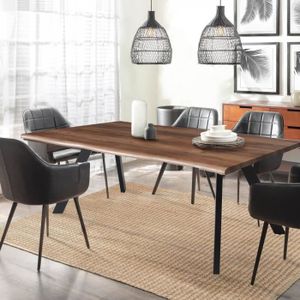 TABLE À MANGER SEULE Table à manger - LEQUAIDESAFFAIRES - HELGA 160X90 - Effet chêne - Pieds métal noir