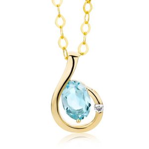 0.93 Gr Topaze 0.5 Cts Diamant Or jaune 9 carats Naava Pendentif Femme 