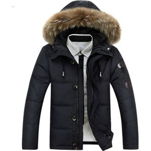 Doudoune noir fourrure blanche homme top