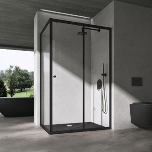 CABINE DE DOUCHE Sogood® Cabine de Douche en Angle Porte Coulissant