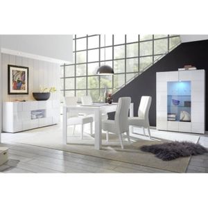 Salle A Manger Complete Blanc Laque Achat Vente Pas Cher