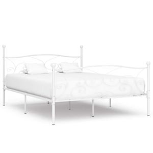 STRUCTURE DE LIT Cadre de lit en métal blanc VIDAXL - 200 x 200 cm - Contemporain/Design - Sommier à lattes