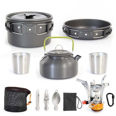 Kit da Cucina per Campeggio in Acciaio Inox per 2 Persone