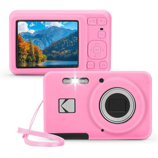 Housse En Silicone Souple Pour Appareil Photo Kodak PIXPRO FZ55 - Protection Anti-chocs, Couleur Rose, Dimensions 94x60x25.4mm