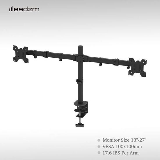 Bras Écran PC pour Écrans 1327 Pouces, Bras Double Moniteur Réglable en Hauteur, Rotative