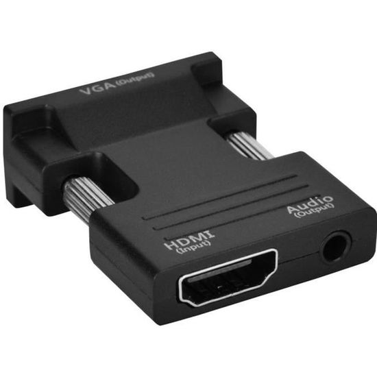 Convertisseur Adaptateur QIANRENON HDMI vers VGA avec cable Jack Audio 3,5  mmconnecteur plaqué Or male vers Femelle vidéo HD [22] - Cdiscount  Informatique