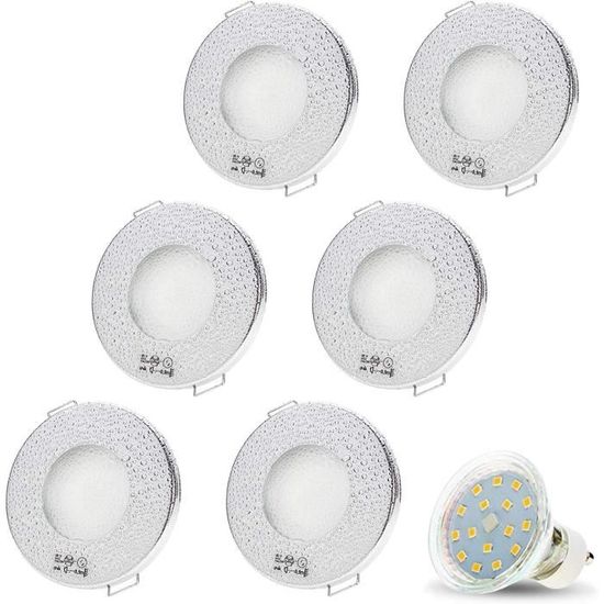 Lot De 6 Spots De Plafond Encastrés Ronds En Chrome Brossé