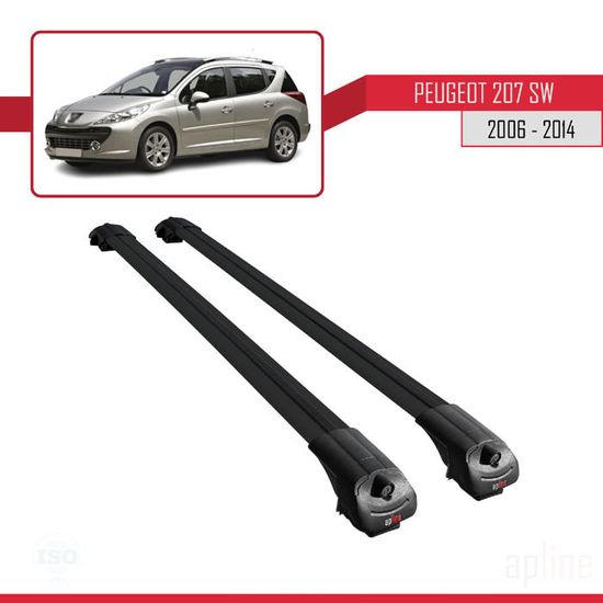 Compatible avec Peugeot 207 SW 2006-2014 Barres de Toit ACE-1 Railing Porte-Bagages de voiture NOIR