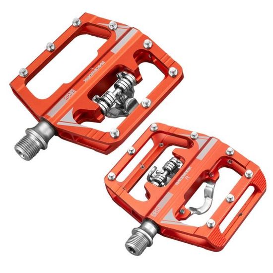 Orange jeu de p dales sans Clip pour vtt Clip simple face Compact Double fonction Compteur de puissance