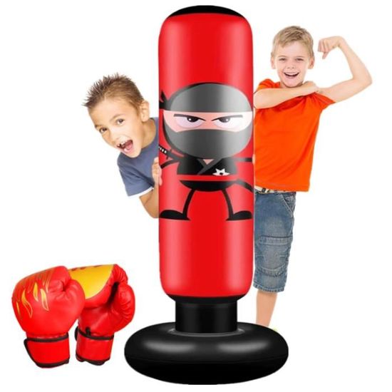 Sac De Frappe Gonflable Enfant 165cm Avec Gants - Version 2025, Matériau PVC Renforcé, Base à Remplir