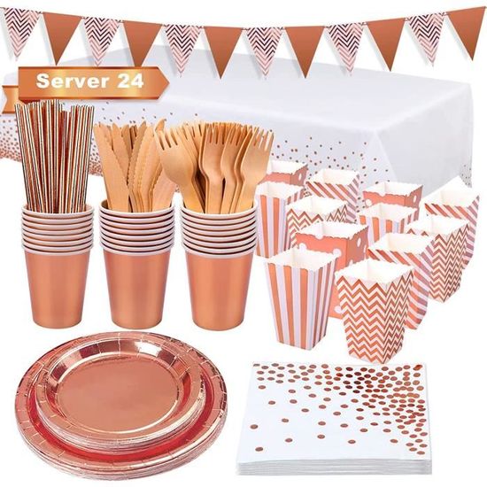 Kit Décoration Baby Shower Fille 120 Pièces - Assiettes, Gobelets, Serviettes, Pailles Pour 24 Invités