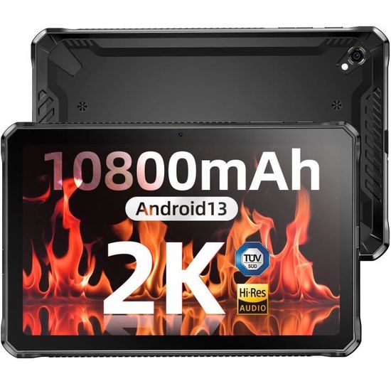 Tablette tactile DOOGEE R10 Robuste Tablette PC 10,36 " écran 2K 10800mAh batterie 15Go+128Go, Double SIM, 4G GPS OTG