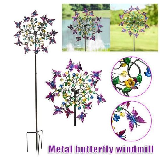 Moulin à Vent Décoratif Métal – 96 Cm, Couleurs Vives – Pour Jardin, Terrasse, Pelouse, Extérieur